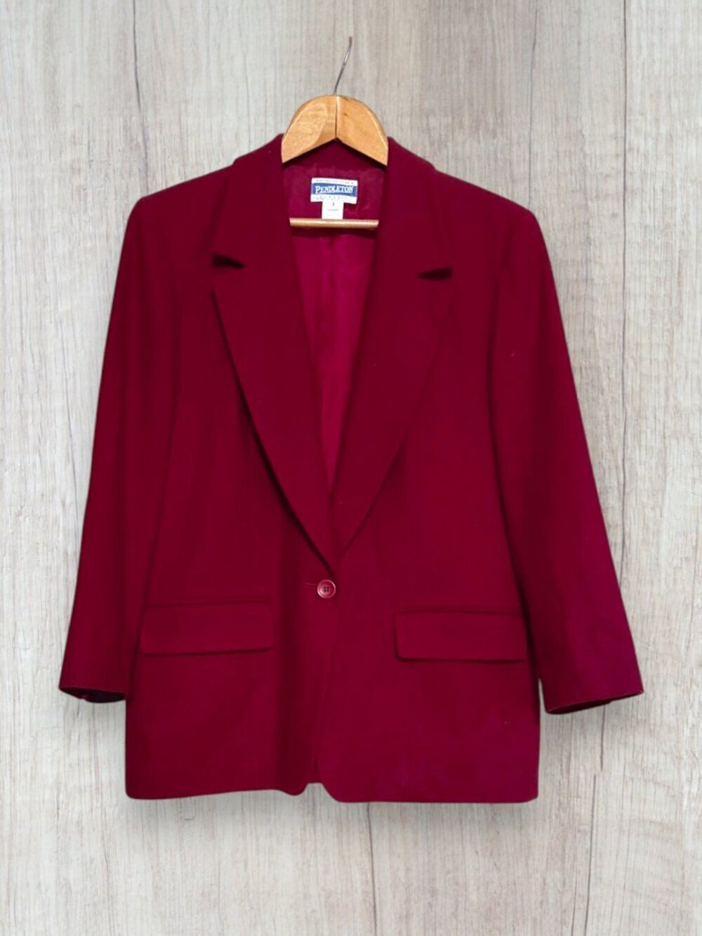 Pendleton Classic Blazer Jacket Red Virgin Wool USA Size 8 Career Preppy
